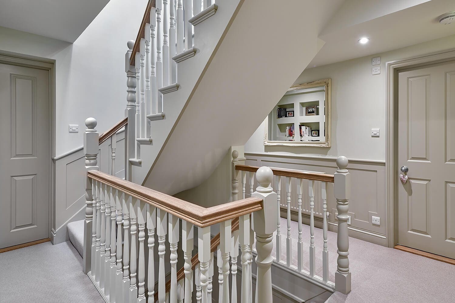 traditional staircase for loft conversion with oak bannisters