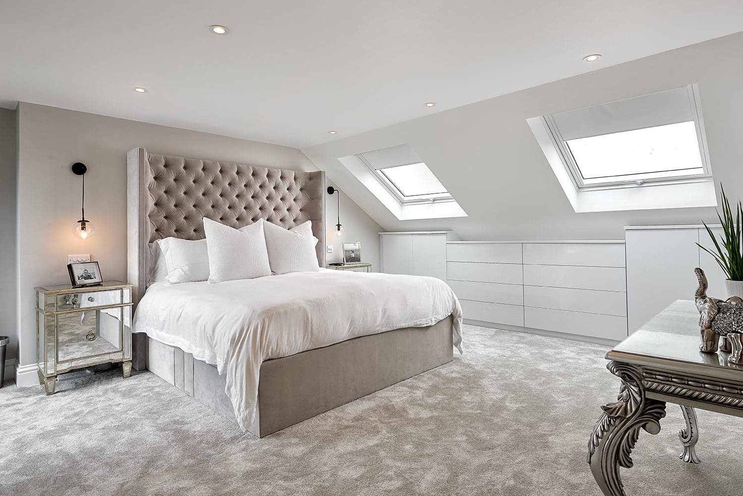 master bedroom loft conversion with luxury interior and velux windows
